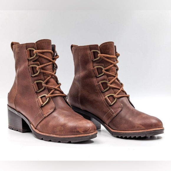 SOREL • Cate Lace Lug Sole Leather Booties • Women’s - Picture 1 of 12